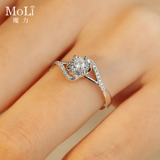 Magic Spot Diamond Ring Natural Diamond Proposal Ring Women's Flower of Love Twisted Arm 18K Gold Small Fractional Diamond Group Set Natural Diamond Ring + Exquisite Packing Box Please contact customer service for details