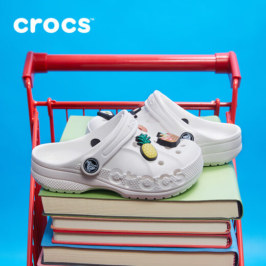 Crocs Bey Shoes de cueva para niños para niños y niñas Bolsas para al aire libre zapatillas y zapatillas/zapatillas/207013/207012 White-100 35 (215 mm)