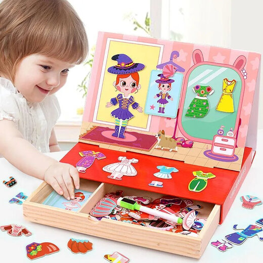 Kindermagnetpuzzle Kleider ändern Spiel Magnetische Aufkleber für Jungen und Mädchen 3-6 Jahre alte Aufkleber Spielzeug Kindergarten 5 Happy Farm