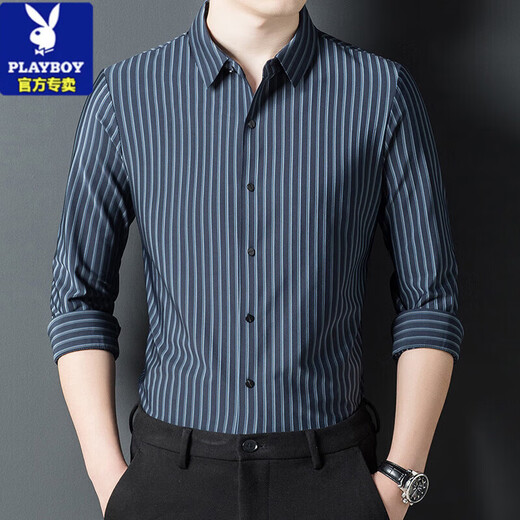 GRANDE PLAYBOY Brand de gamme haut de gamme Mulberry Silk HEMP de gamme à manches à manches longues pour le printemps et l'été, la chemise respirante décontractée et sans fer 9926 Styles - Black 165 [Recommandé 90-120jin [Jin est égal à 0,5 kg]] M