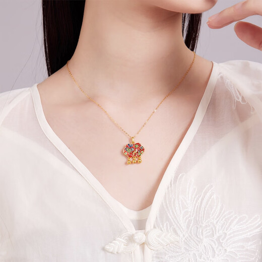 Safir 18K gold pendant, enamel for women, happy birthday, happy pendant for girlfriend, birthday gift, single pendant