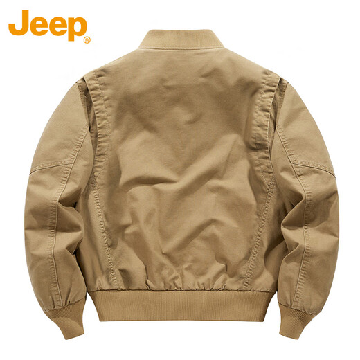 吉普（JEEP）外套男士飞行员夹克春秋季工装棒球领美式复古上衣男装 卡其 XL