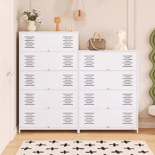 Yushili steel shoe cabinet household entrance breathable dustproof shoe rack floor large capacity door tilt cabinet corridor storage cabinet white 5 door 10th floor-1695*600*350mm