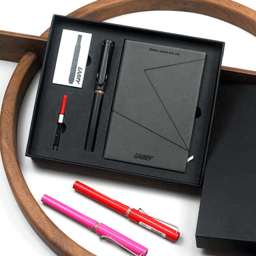 LAMY Deutscher echter Lingmei-Füllfederhalter Hunter Business-Notizbuch, High-End-Geschenkbox, Geschenk für Unternehmen, individuelles Geschenk, mattschwarz, EF-Spitze 0,5 mm – (High-End-Notizbuch-Geschenkbox)