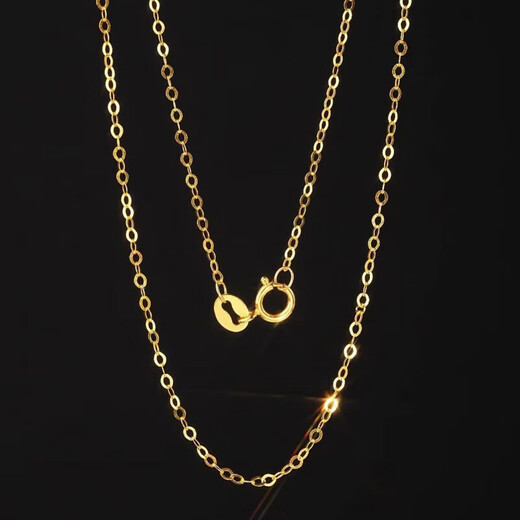 OIDSG18K gold necklace women's O-shaped chain clavicle chain plain chain AU750 gold rose gold color gold K gold-Huang Laofengxiang's same style 1.4mm Lao Fengxiang's same style