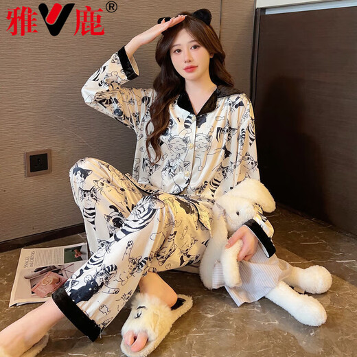 Les pyjamas en velours en or yalu pour les femmes à la printemps et à l'automne à manches longues cardigan cartoon des vêtements de maison capteurs de chats peuvent être usés à l'extérieur de l'INS 9902 Little Rabbit 2xl recommandé 135-150jin [Jin est égal à 0,5 kg]