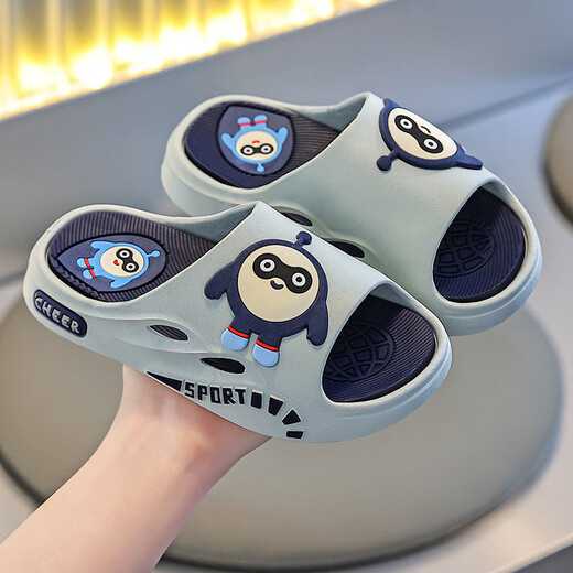 Children's slippers for big children in summer cartoon thick-soled non-slip household slippers for boys and babies for boys and girls to wear outside Eggboy - Gray 30-31 sizes 19cm inner length