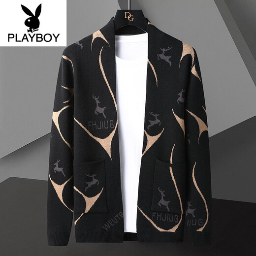 Playboy (Playboy) Chaqueta de cárdigan de punto para hombres suéter de primavera y otoño nuevo tendencia tortuosa y versátil delgada otoñal