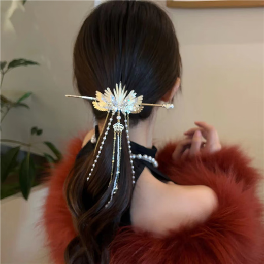 Mingfanxi Angel Wings Combination Hairpin Ancient Style Headdress Super Fairy Tassel Hairpin High-end Updo Hair Accessories Angel Wings