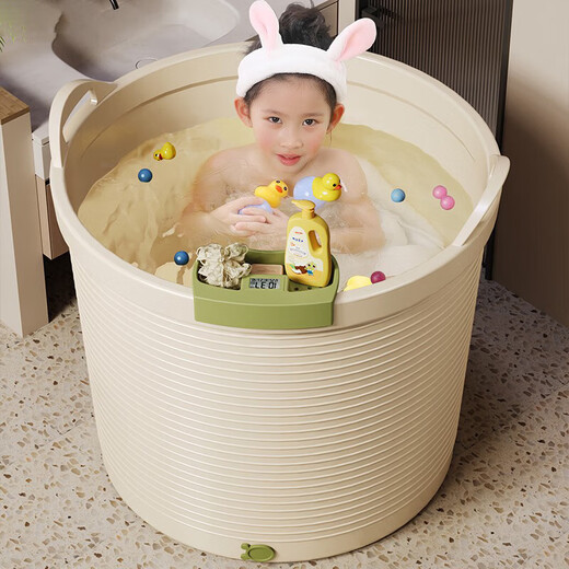 感温儿童洗澡桶浴桶大号宝宝泡澡桶家用小孩婴儿游泳桶可坐浴盆 天空蓝小号【基础款】