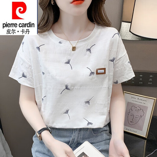 Pierre Cardin White Pure Coton T-shirt à manches courtes pour femmes Ins Ins Trendy Loose et polyvalent à manches à manches mises à manches 23 Nouvelles vêtements d'été 1416 # White + 1396 # White XL Recommandé 125-140Jin [Jin est égal à 0,5 kg]