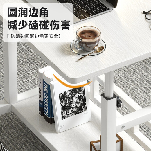 Dianying Computer Desk Bedside Small Table Home Liftable Mobile Bedroom Table Desk Writing Desk Simple ZDZ-8 Warm White Upgraded Thickening 80*40-Double Layer