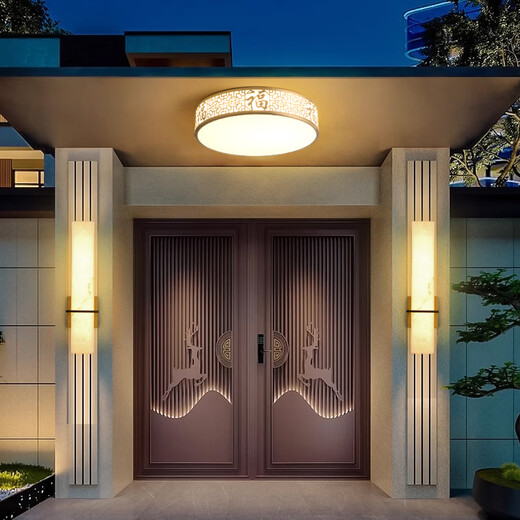 Durable door ceiling light foyer light house light eaves balcony outdoor balcony light outdoor waterproof door new 6626-50 cm-three color light change-42W