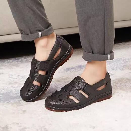 
Changxiang Huili Cave Shoes Men's 2025 New Summer Beef Tendon Sole Anti-slip Breathable Sole Hollow Exterior Leather Sandals Men's F Non-beef Tendon Sole 898 43