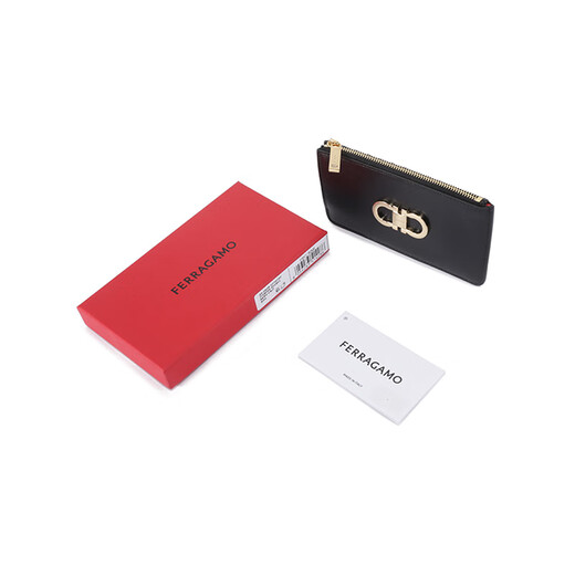 Second-hand 99 new unused Ferragamo women's bag women's leather Gancini credit card bag card holder 220629 0770767 black