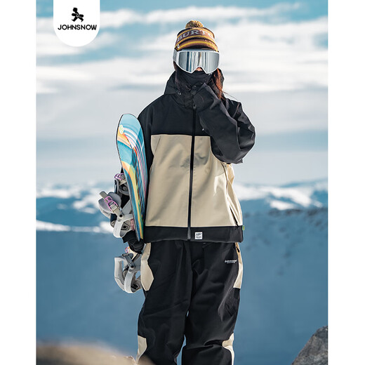 John Snow Ski -Anzug koreanische Version Single und Doppelbrett Männlich und weiblich gleiche Style Paaranzug Außenerd und warm Dupont Baumwolle Schwarz Puntu Cloud Grey L.