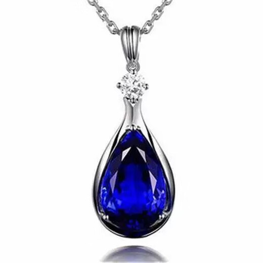 Fujiu new sterling silver S925 Korean version 13 carat 5A grade tanzanite pendant sapphire necklace inlaid with diamond necklace for women sapphire pendant + cross chain set price
