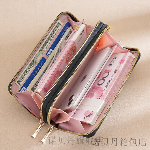 Nobeldam Wallet Growth Women's Double Pipe Bolsa de teléfono móvil Billetera para mujeres Gran capacidad Modetera de monedas Custom 211 Pink