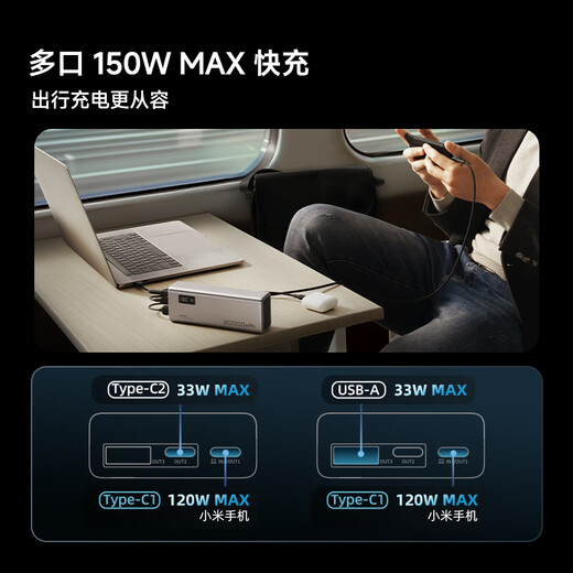 CUKTECH 3C certified, can be used on airplanes, No. 15 power column 20,000 mAh power bank, multi-port 150W high power fast charging, suitable for Apple 17/Xiaomi notebooks