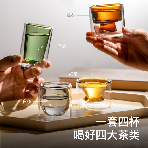 Teastone ancient glazed teacup tea set set cup glass master cup double-layer anti-scalding insulated water cup resistant to high temperatures