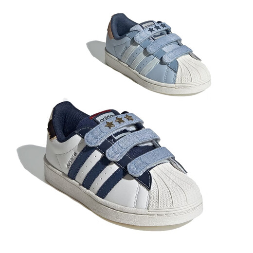 阿迪达斯 （adidas）童鞋24秋男女童经典魔术贴板鞋运动鞋IH3290IH3291 /学院藏青蓝/汉玉白 IH3290 29 11K(适合脚长17.5)