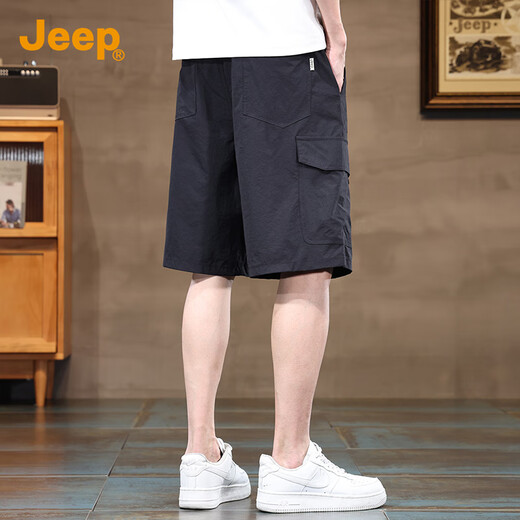 JEEP Ice Silk Thin High-end Cargo Shorts Men's 2025 Summer Loose Casual Pants Men's Five-Point Medium Pants Men