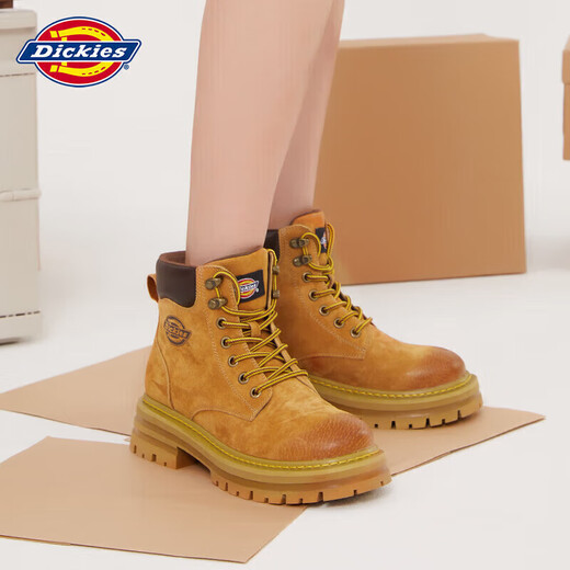 
Dickies women's Martin boots high top fashion couple boots versatile work boots for women yellow women's style-36