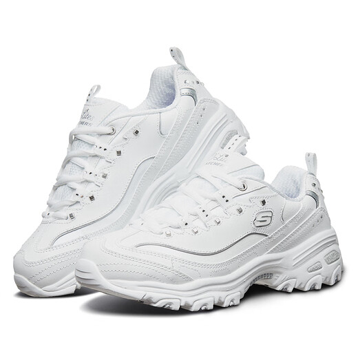 斯凯奇（Skechers）女鞋春秋2025新款小白鞋厚底增高老爹鞋熊猫鞋运动鞋轻便休闲鞋 11979-WSL 37