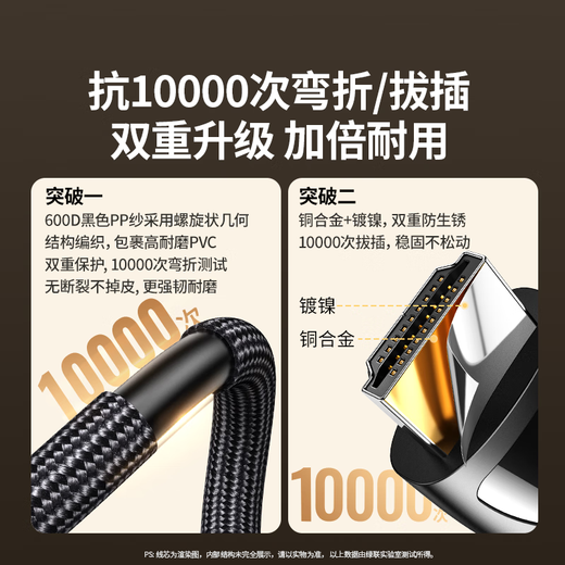 绿联HDMI线2.1版8K60Hz 4K240Hz高清视频连接线兼容2.0笔记本电脑机顶盒接电视显示器投影仪 3米80404