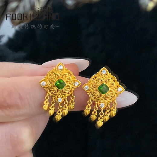 Fulaidao золотые серьги древняя золотая мода свадебная ювелирные украшения для ноги золотой шарлет диопрен предварительно продавать больше возврата меньшей компенсации. Короткая версия Стоимость труда: 1289 Юань, около 8,62 грамма - больше возврата меньшего количества компенсации