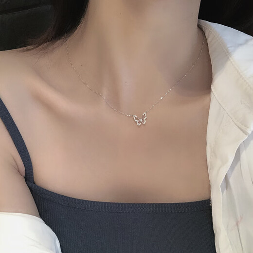 Guanpu Pavilion Fat Donglai's same style pt950 platinum bow necklace French butterfly girl niche clavicle chain sweater butterfly necklace + certificate + engraving