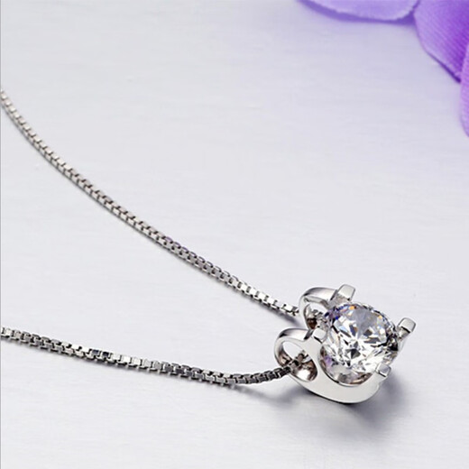 Olevo Moissanite diamond necklace 18K gold white bull head pendant clavicle chain PT950 platinum 1 carat 2 carat neck necklace 18K gold white pendant + chain main diamond 2 carats