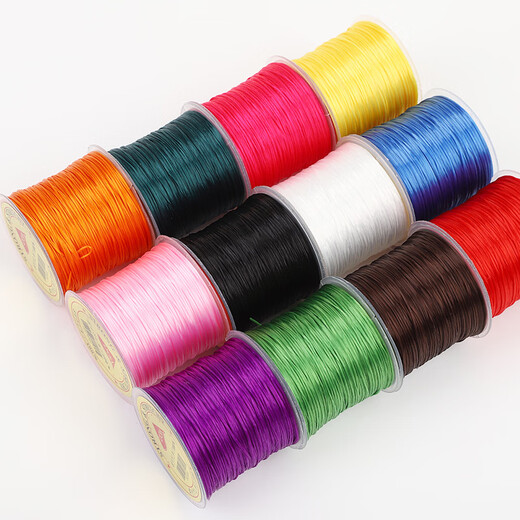 Maimeide handmade diy beaded bracelet flat wire transparent crystal elastic cord wear-resistant bracelet play beads rubber band elastic rope upgraded model (red 1.0mm about 50 meters)