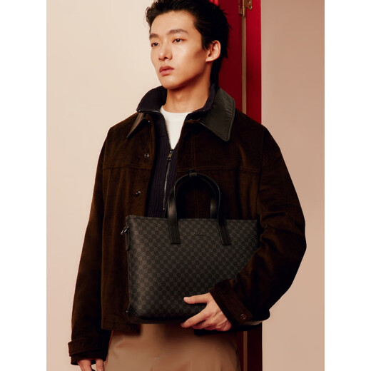 Jinlilai New Men's Men's Motspèdes Business Business Luxury Luxury Hands Business Office Office Multi-fonction Multi-fonction Sac d'ordinateur Sac de trajet [Gray foncé A Style] FC103016-165 13 pouces