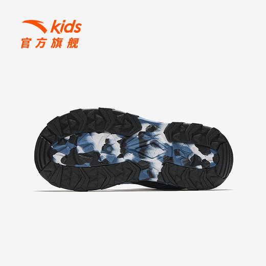 ANTA Children's Sandals Men's and Large Children's Shoes 2026 Summer New Knob Buckle Outdoor Baotou Comfortable Anti-Slip Soft Beach Shoes Dusty Blue/Black-1 35