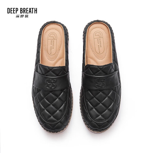 DEEP BREATH Deep Breath Women's Shoes Casual Commuter Versatile Muller Slippers Fisherman's Shoes Women's AX11154 Black 36