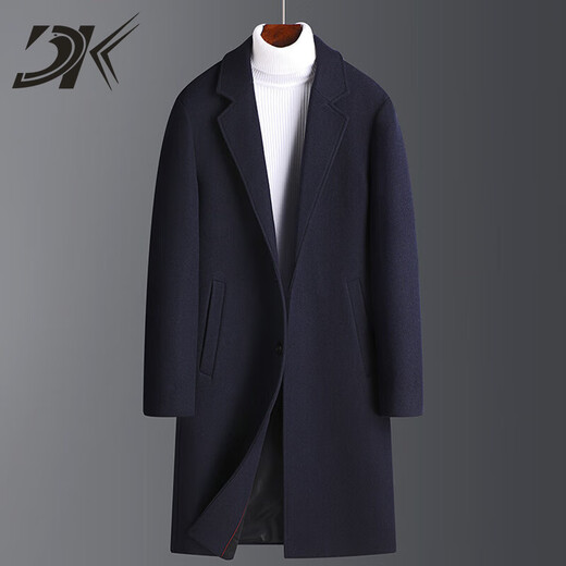DK brand men's woolen coat men's winter new thickened warm mid-length windbreaker business casual jacket gray M 170