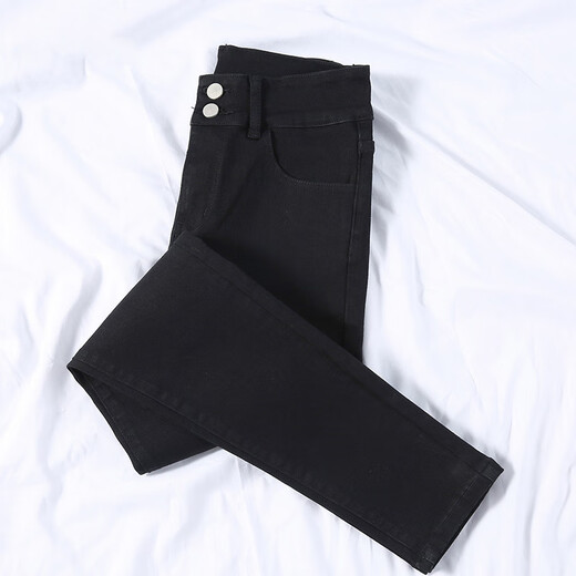 Yisi Reducido Retro Blue Jeans Women's 2025 Spring y otoño Nuevas patas pequeñas y tierras de cintura alta pantalones delgados de lápiz delgado gris [Dar un cinturón] 833 28 recomendado 100-110Jin [Jin iguala 0.5 kg]