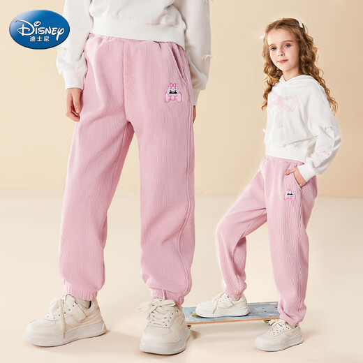 Disney Girls' Velvet Pants Winter Children's Sports Pants Autumn and Winter Corduroy Casual Pants SS98424-G Pink
