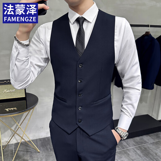 
Farmontje Suit Vest Set Men's Wedding Groomsmen's Group Dress Business Casual Large Size Workwear Vest Professional Men's Clothing Black Vest + Tie 3XL [140-155Jin [Jin equals 0.5 kg]]