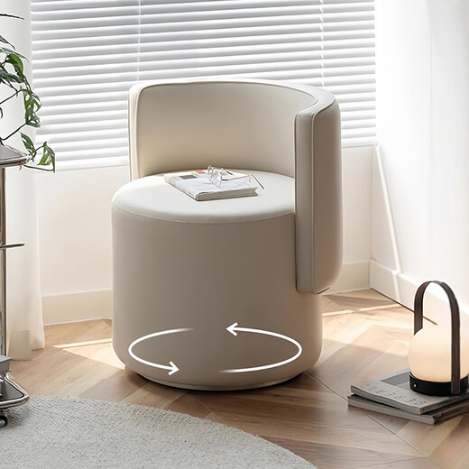 Tizian Hauptschlafzimmer Make-up-Stuhl für Mädchen Schlafzimmer Leichte luxuriöse luxuriöse Make-up-Hocker Rotatierbarer Dressing Hocker Backhalde Schminktisch Stuhl [rotierender Stil] Off-weiße Ballettstuhl-Lederoberfläche