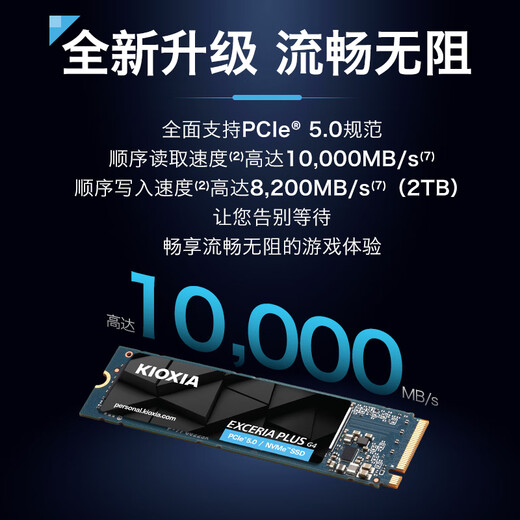 铠侠（Kioxia）1TB SSD固态硬盘 NVMe M.2接口 EXCERIA PLUS G4 VD10 系列（PCIE5.0*4 读速10000MB/s)