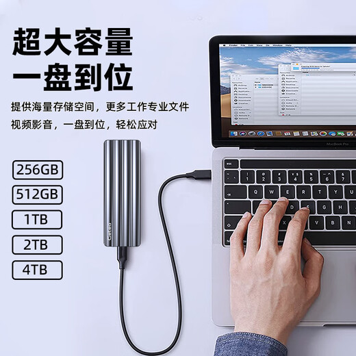 GETEA mobile hard disk solid state 1t large capacity high-speed hard disk Type-C mobile phone computer dual-purpose 2t solid state USB drive mac computer laptop external 512g gaming office SSD [high speed 1TB] silver gray (read peak 1050MB/s)