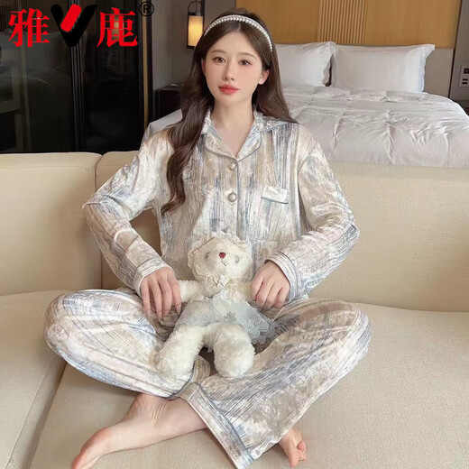 Les pyjamas en velours en or yalu pour les femmes à la printemps et à l'automne à manches longues cardigan cartoon des vêtements de maison capteurs de chats peuvent être usés à l'extérieur de l'INS 9902 Little Rabbit 2xl recommandé 135-150jin [Jin est égal à 0,5 kg]