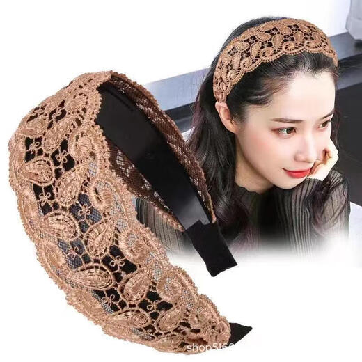Case makeup Chinese Valentine's Day white hair headband temperament hairpin wide edge widened thin fashion Internet celebrity hair hoop popular wide edge lace headband black