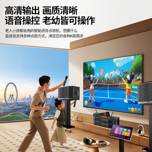 飞利浦【国家补贴】家庭ktv音响套装唱歌全套设备 卡拉ok点歌机功放音箱组合 家用客厅唱歌K歌设备 【4只音响大空间】10吋2.0尊享版套装 图片色