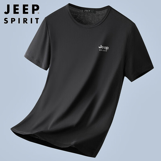 JEEP SPIRIT吉普短袖T恤男士莫代尔夏季男装t恤衫冰丝凉感上衣服宽松半袖