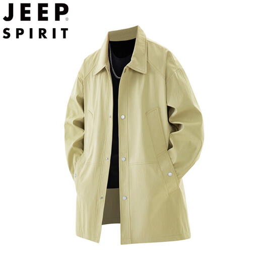 JEEP SPIRIT风衣外套男中长款2025新款春秋季休闲宽松夹克胖子加肥加大码男装 深蓝色8809【现货】 6XL 225-250斤