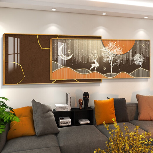 
Modern light luxury atmospheric sofa background wall decoration painting living room folding mural simple abstract bedroom hanging painting TXMG12212 50*120 large + 40*120 small superposition total length 1.8