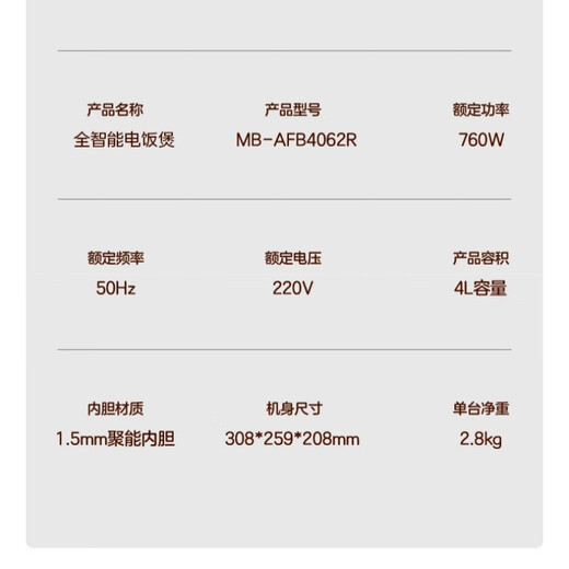 美的（Midea）电饭煲家用1 2-6-8人新款智能电饭锅多功能不粘柴火饭煮饭锅快速饭感温焖煮24H预约智能炫彩大屏 【炫彩大屏 24H预约】 4L 【适用2-5人】
